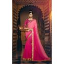 Sari indien fushia brodé et strass