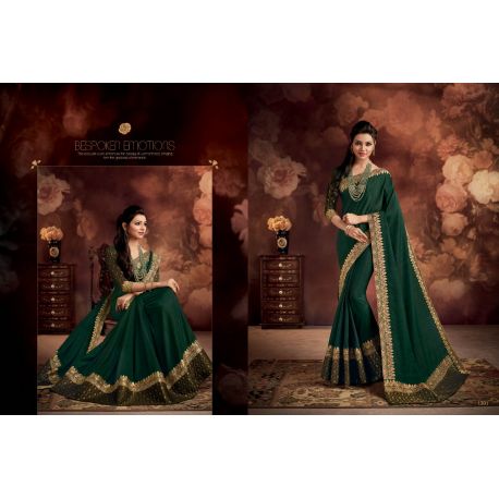 Sari tenue indienne verte et dorée