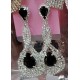 Boucles d'oreilles orientale strass et pierre noire