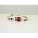 Bracelet tibétain avec pierres rouges