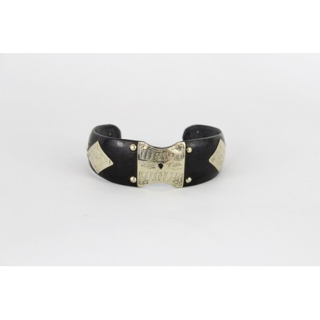 Bracelet touareg en argent et bois ébène noir 