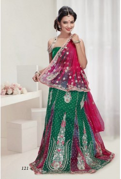 Sari robe indienne vert et rose